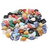 LE SKY 20 pcs natural stone pendants multi shape color random crystal agate stone charms for jewelry making necklace bracelet