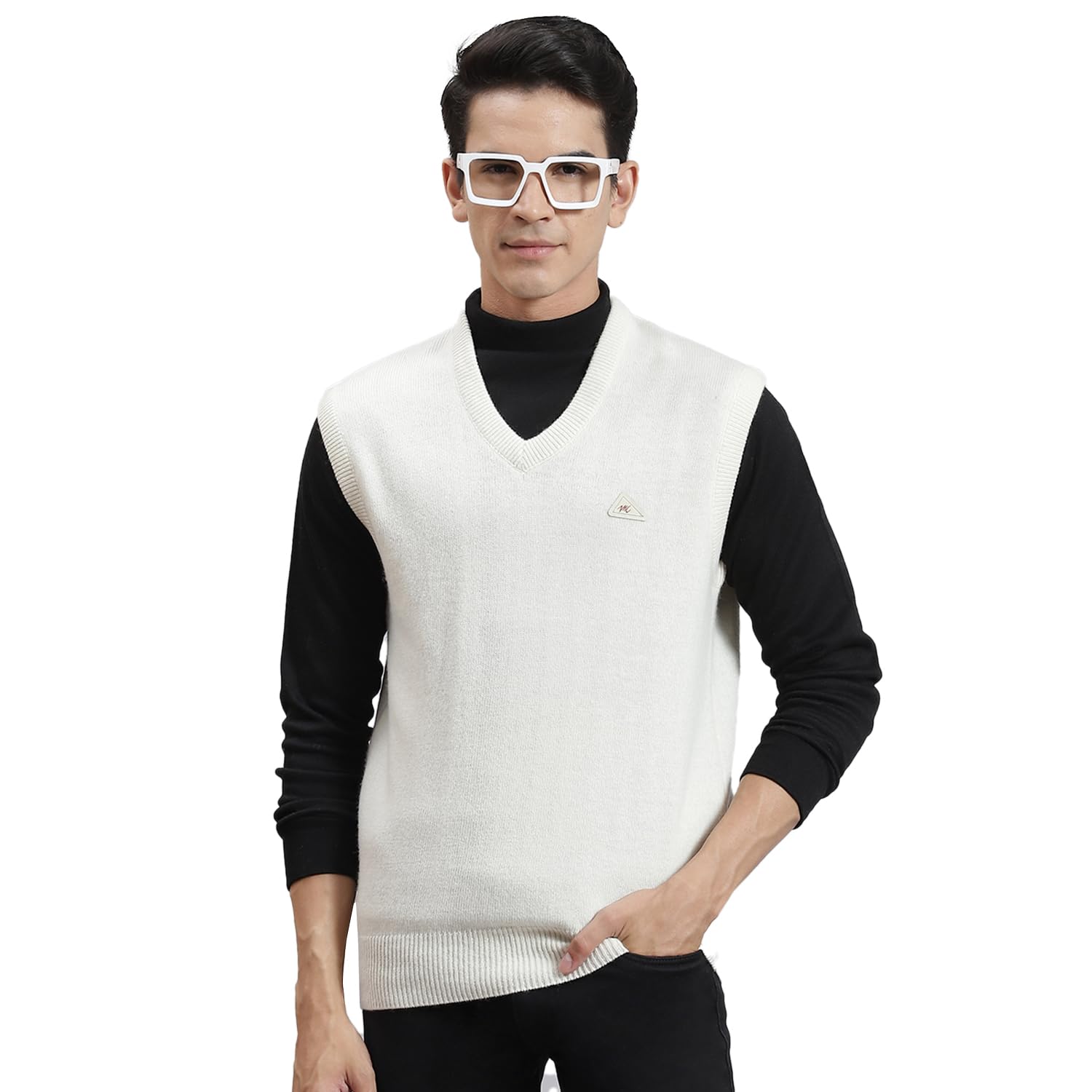 monte carlo Mens Solid Light Yellow V Neck Sleeveless Sweater_1240116SL-2682-picture-13