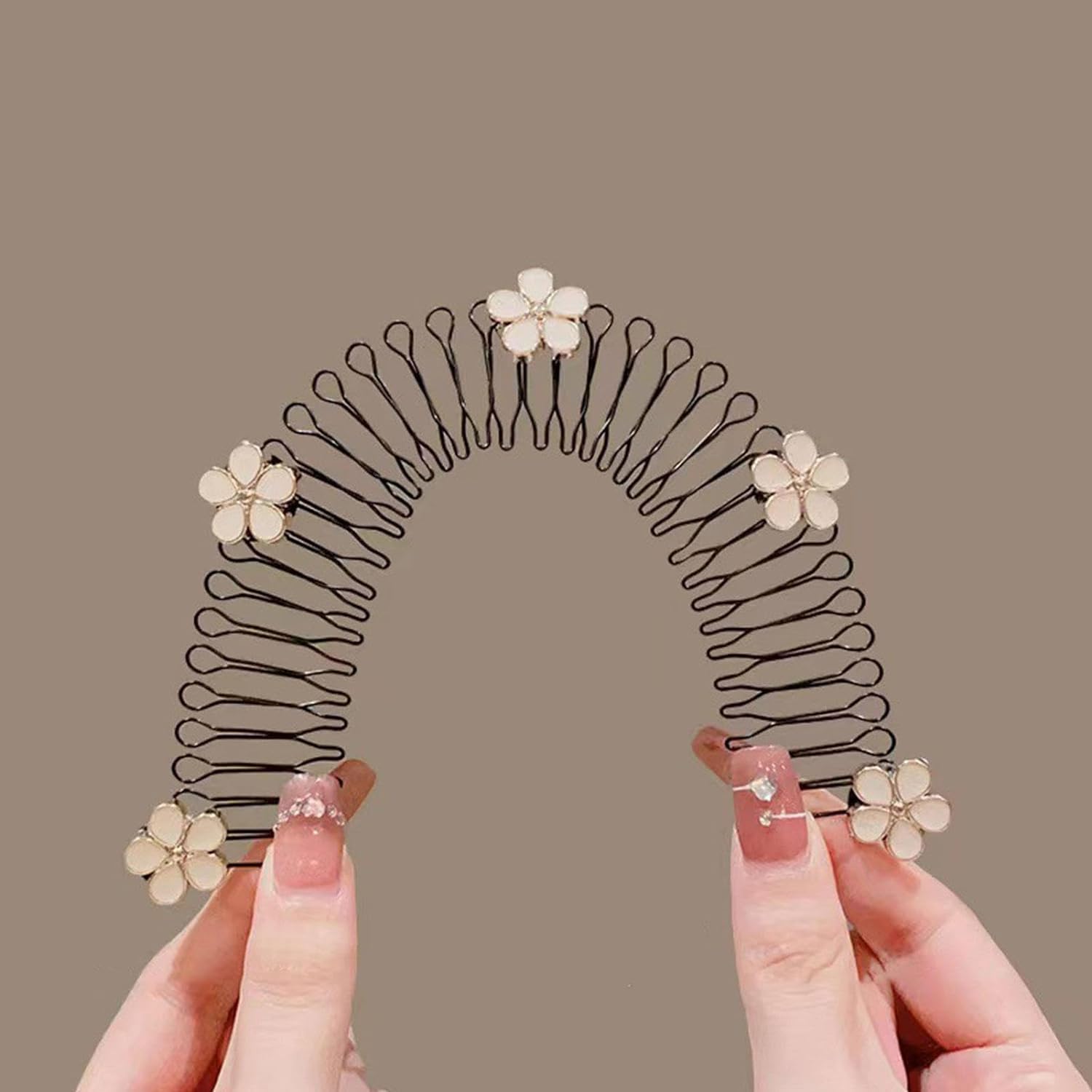Orbica U Shape Hair Finishing Fixer Comb, Stretchable Invisible Flower Hair Clip, Flower Comb for Short Hair Styling Tools Hair, U Pin Hair Clips Hair band Accessories, Hair Combs (pack of 2) 4