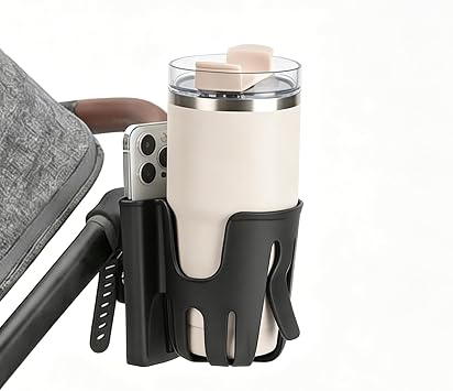 UPPAbaby Vista V3 Cruz対応カップホルダー - 360度回転可能なストラップカップホルダー。Accmorと互換性のある電話スロット付き。