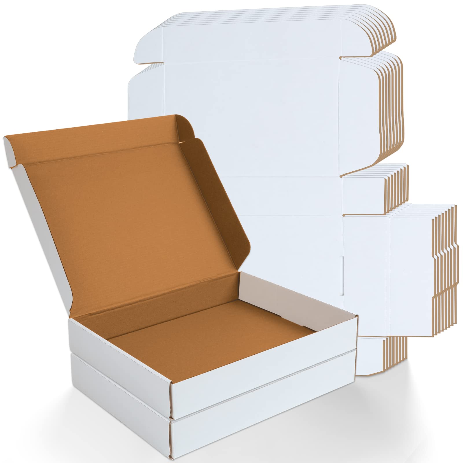 Shipping Boxes 13x10x2, HERKKA 25 PACK White Corrugated Cardboard Mailer Boxes, Medium Mailing Boxes for Packaging Small Business