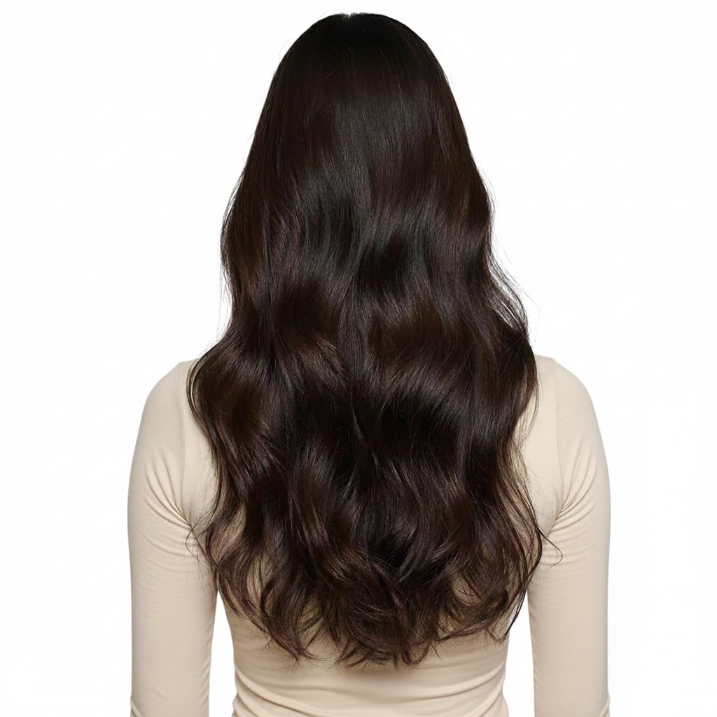 Clip In Hair Extensions 100% Human Hair #2 Dark Brown, 22 inch 120g
