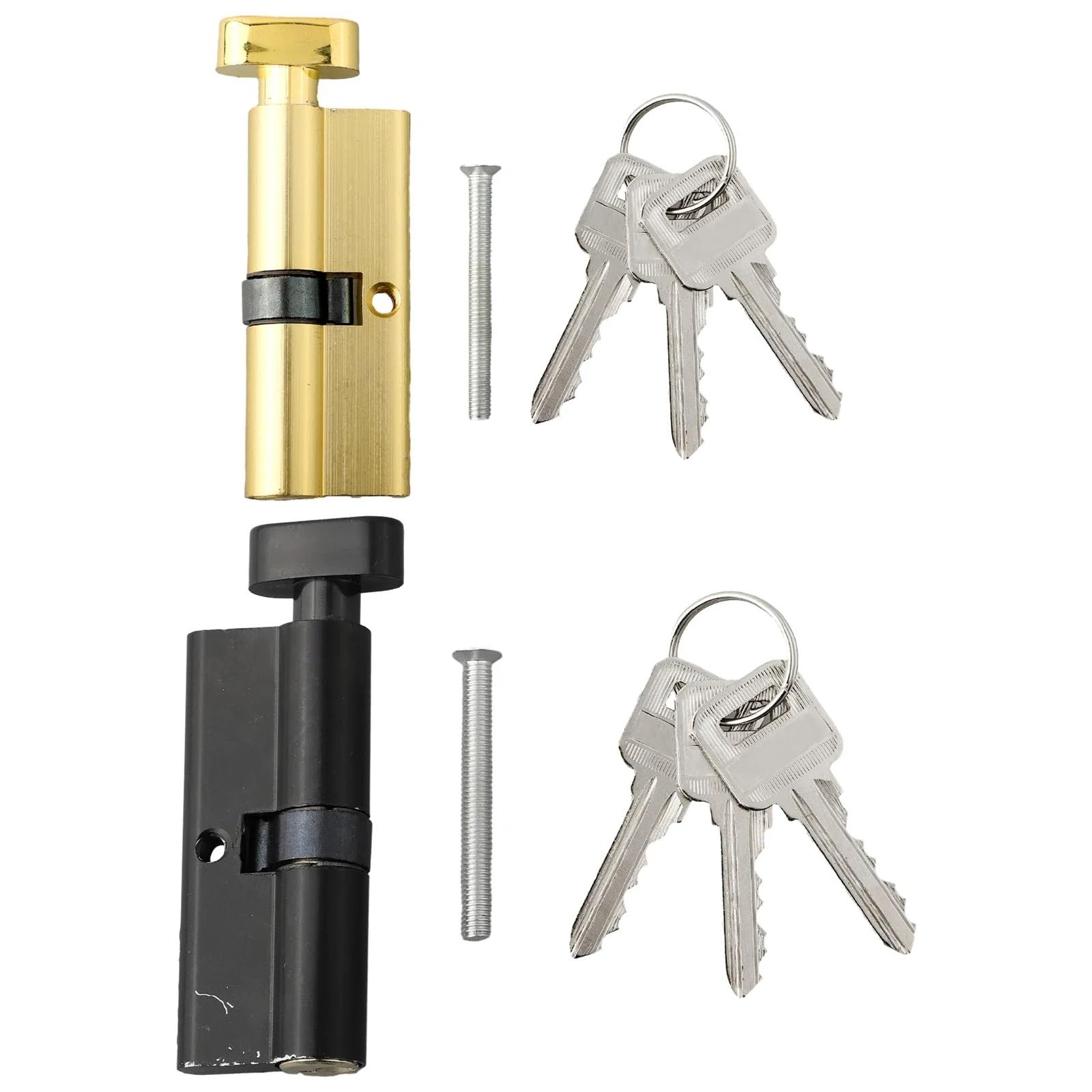 Cerradura de cilindro europeo, cilindro de cerradura de puerta Interior, cilindro Universal con 3 llaves, Hardware de 70mm x 29mm, mejoras for el hogar, color negro(Gold)