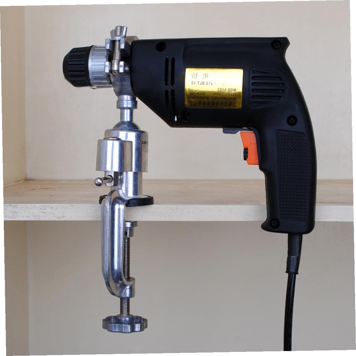 360 Degree Aluminum Alloy Drill Stand Holder with Handle for Household Use | Mill and Grinding Tools, Silver Finish, Lightweight Build, Easy Operation, Sturdy Practicality
