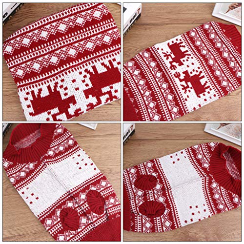 VILLCASE 2 Peças de Camisola de Natal para Cães Rena Floco de Neve Camisola de Malha Camisola Padrão