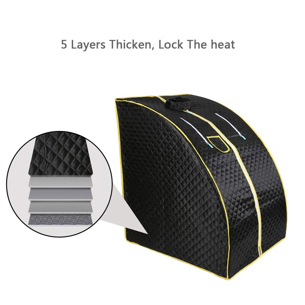 Sauna pliable cabine, Sauna infrarouge portable,Personal Spa at home Perspiration Perdre du poids avec le contrôleur de température à distance 98x80x70cm (Noir)