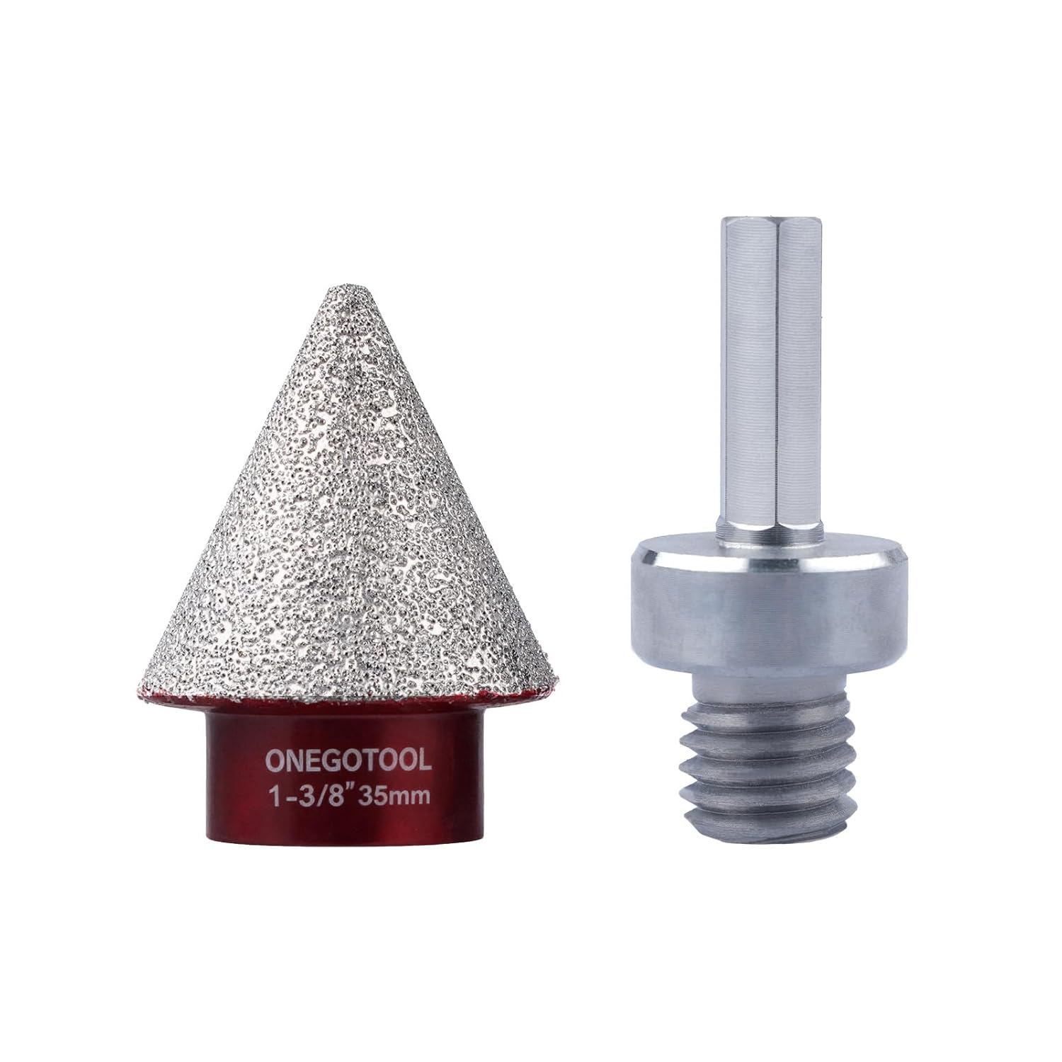 Diamond Beveling Chamfer Bits Countersink Hole Saw Drill Bit for Tile Marble Granite Ceramic 5/8"-11 Thread Sharpener for Angle Grinder & 3/8” Hex Shank (2"（50mm）)