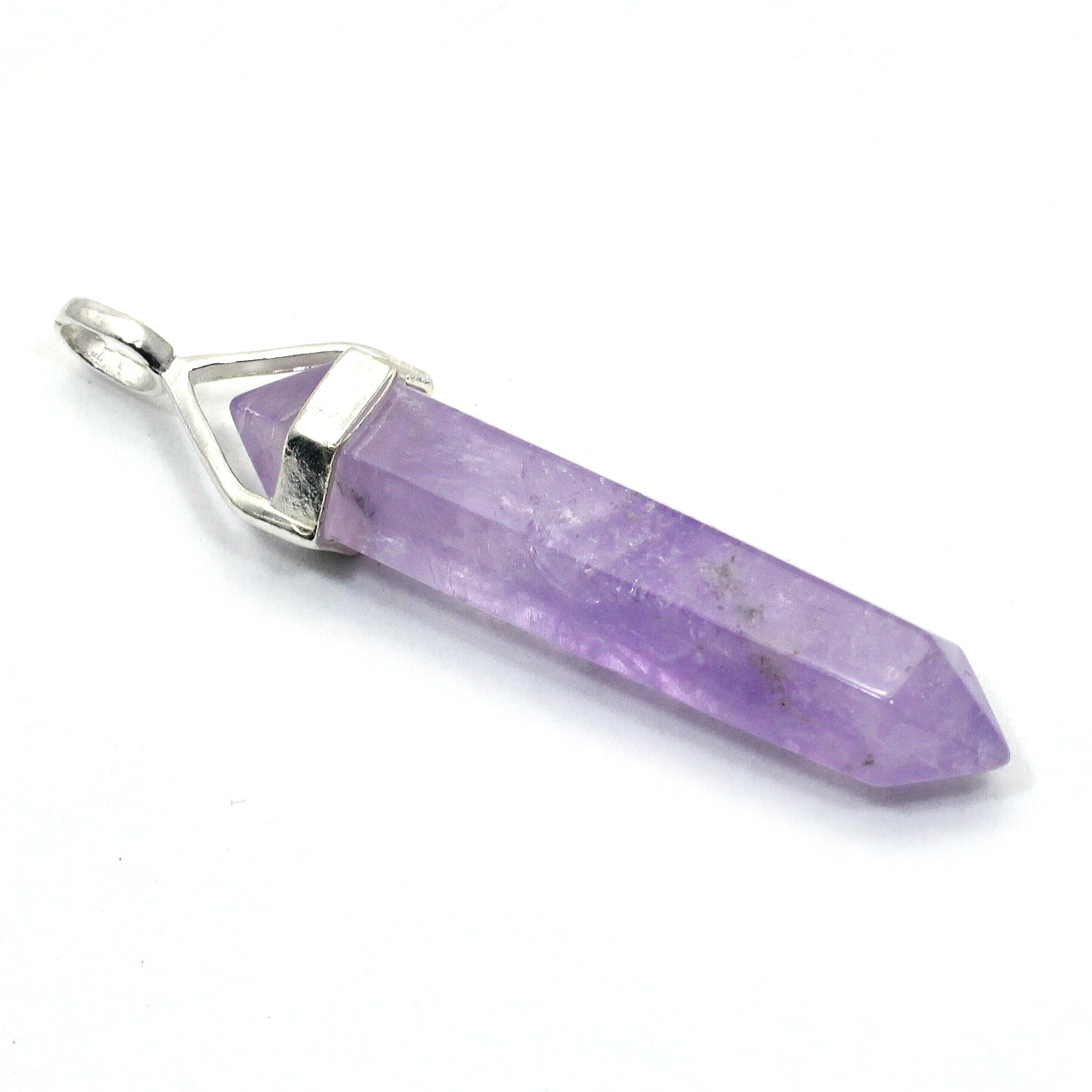 CrystalAge Amethyst Double Terminating Point 925 Silver Pendant - 35mm