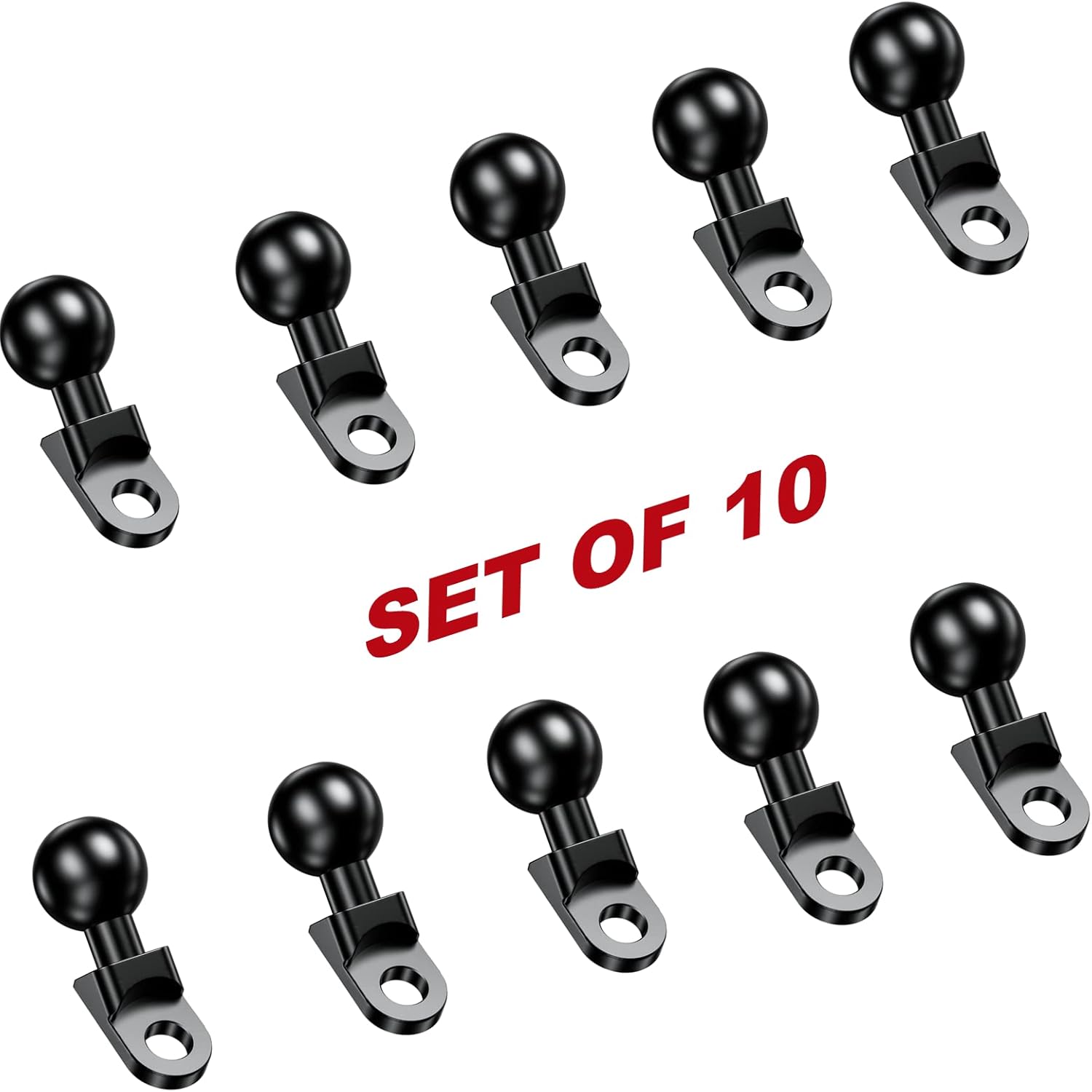 BRCOVAN 10 Pack, Aluminum Alloy Mount Base with 1'' TPU Ball & 10mm Mounting Hole, Angled Bolt Head Adapter Ball Base Compatible with RAM Mounts B Size Double Socket Arm