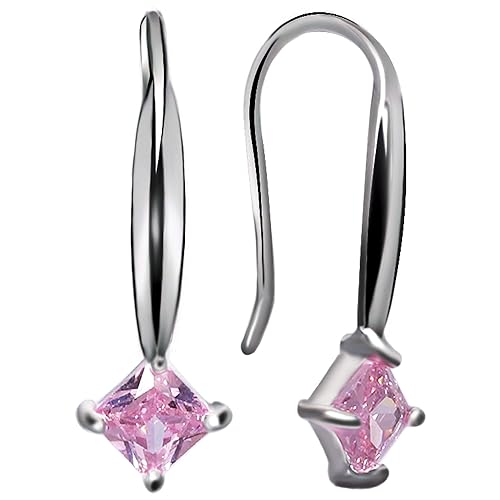 GIVA 925 Sterling Silver Baby Pink Square Earrings|Studs to Gift Women & Girls | With Certificate of Authenticity and 925 Stamp