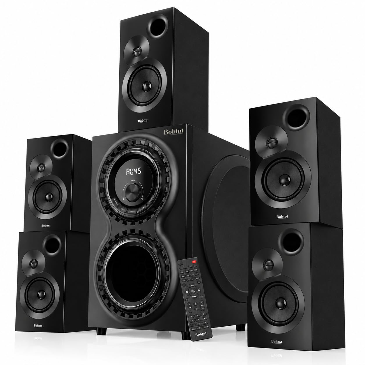 Bobtot 5.1 Soundsystem Heimkinoanlage für TV, 1400W Spitzenleistung | 12-Zoll-Subwoofer mit kräftigem Bass, Surround Sound System mit Bluetooth 5.3, ARC/Optisch/AUX/USB/SD