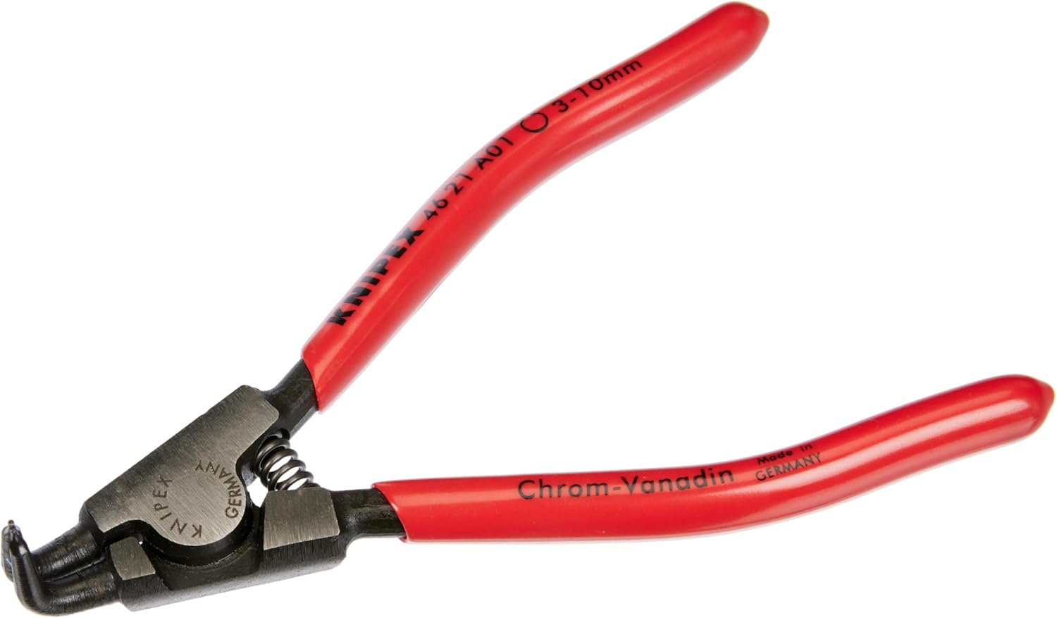 KNIPEX Tools - Circlip Pliers, External, 90 Degree Angled, Forged Tip, 1/8"-25/64" Shaft Dia. (4621A01), 5.00