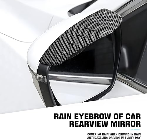 Miniatura 4 de Blilo 2 protectores de visera de humo para espejos laterales de automóvil, cejas impermeables de fibra de carbono para automóviles, camiones y SUV,