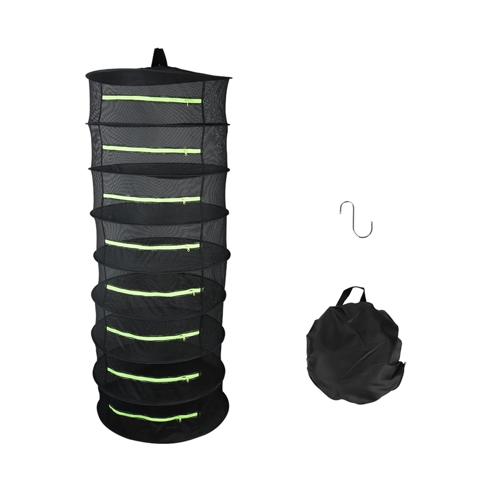 Schichten-Trockennetz for Kräuter, zusammenklappbares Trockengestell, Trockner-Netztasche, Kräuter-Trockennetz mit Reißverschluss for Blumen, Knospen, Pflanzen, Hängekorb Trockennetz(8 Layers)