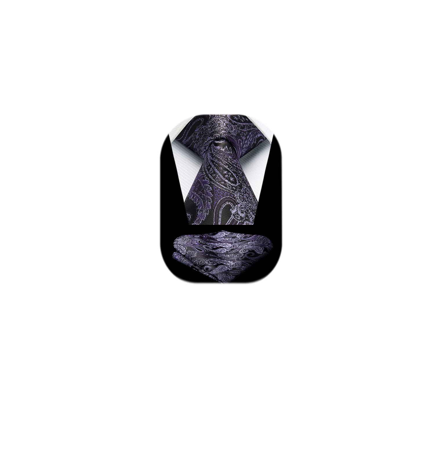 HISDERN Ties for Men Paisley Floral Tie Handkerchief Classic Woven Business Formal Necktie and Pocket Square Set Wedding