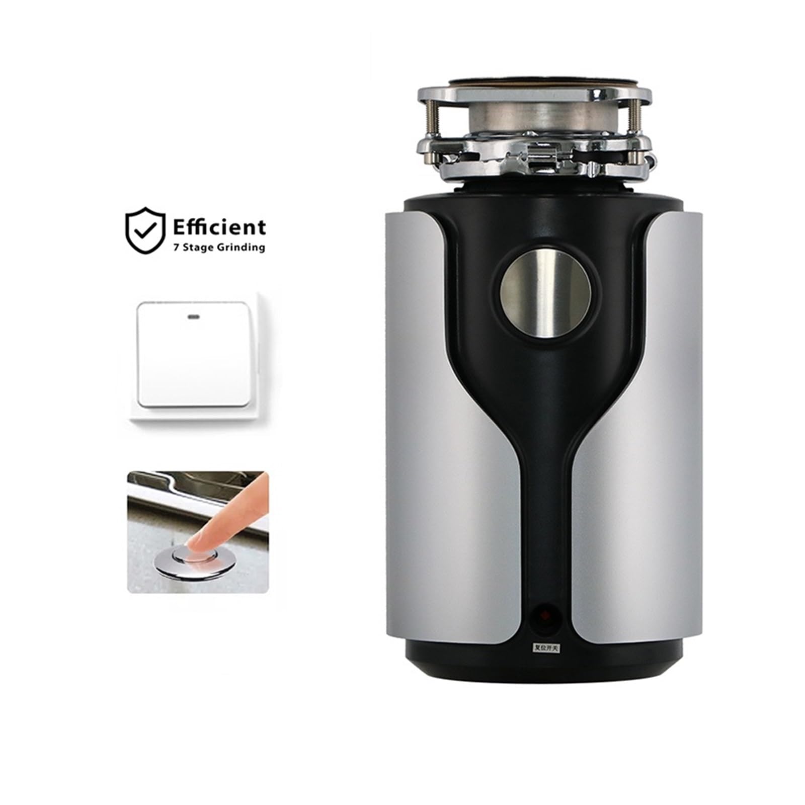 Broyeur d'ordures ménagères Professionnel 560W Processeur d'élimination des déchets Alimentaires 7 Broyeur en Acier Inoxydable Appareil de Cuisine (Golden EU)