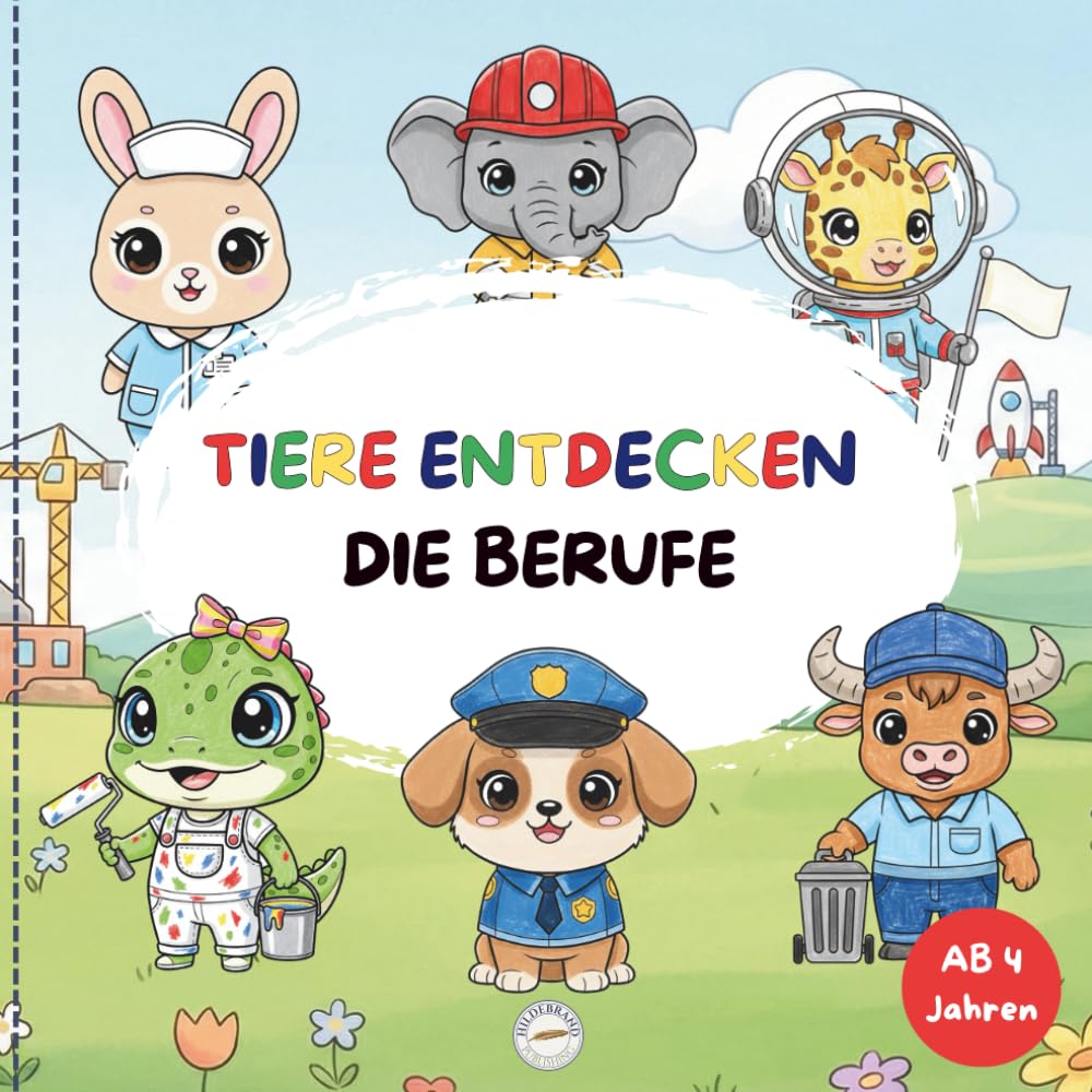 Tiere entdecken die Berufe: Ein niedliches Ausmalbuch für Kinder ab 4 Jahren, Geschenkidee für Vorschule, kreatives Gestalten für Jungen und Mädchen