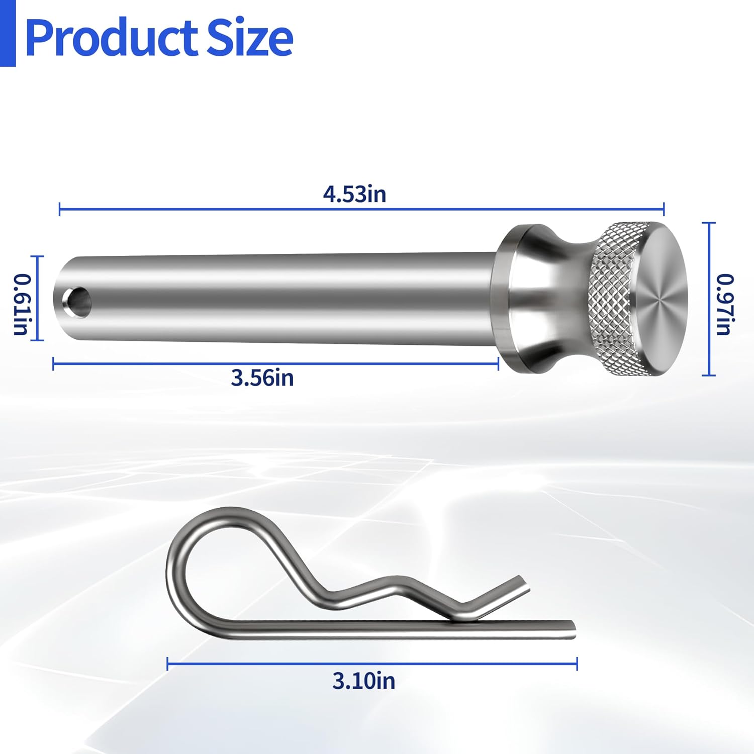 Trailer Hitch Pin Stainless Steel, 5/8 Inch Hitch Pin & Clip Fit for 2" or 2.5" Hitch Receivers - Trailer Hitch Accessories Pins with Lock Clip