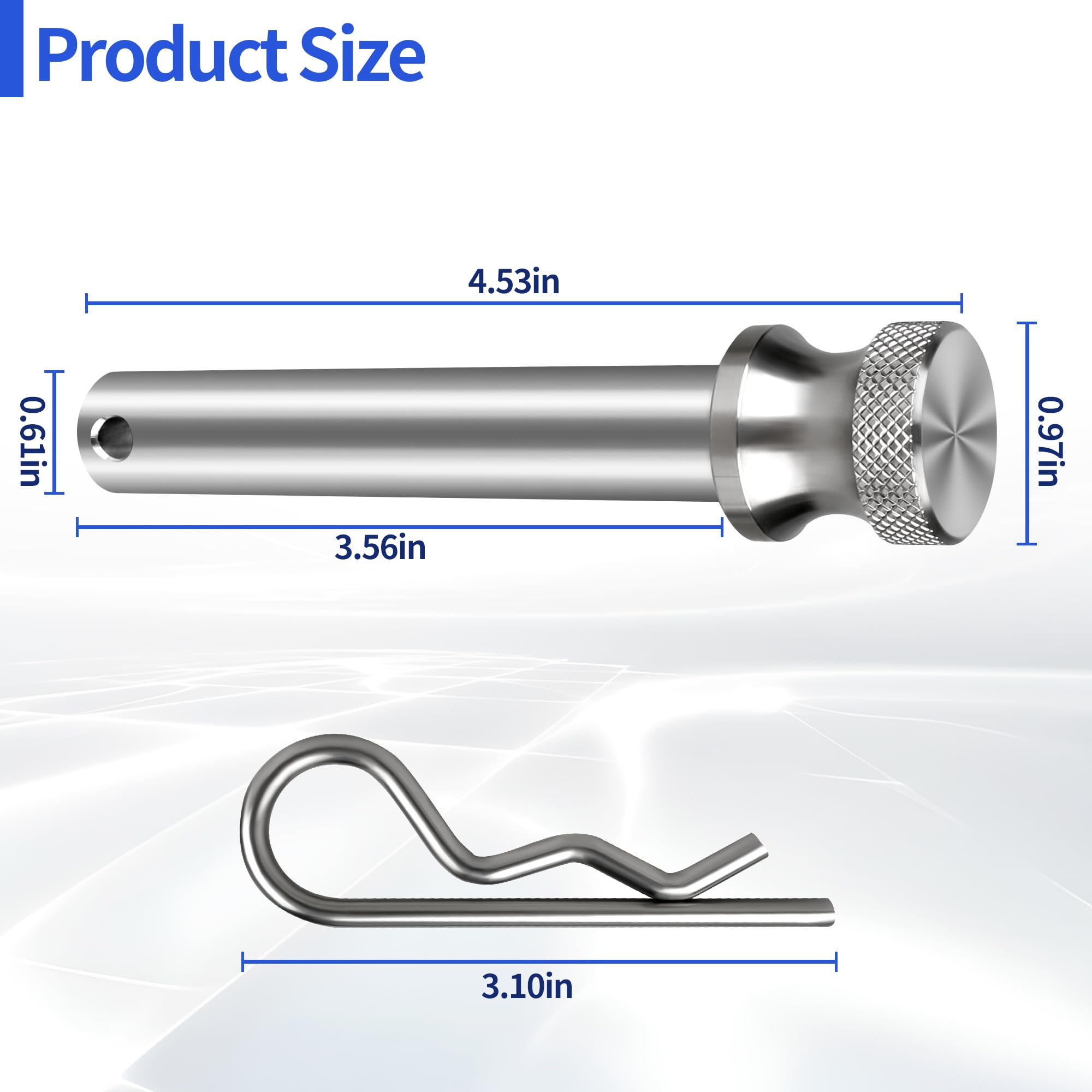 Anhängerkupplungsstifte mit Clips, 5/8 Zoll, Edelstahl, 1,6 cm Anhängerkupplungsstift, passend für 5,1 cm oder 6,3 cm Anhängerkupplungsempfänger, Anhängerkupplungszubehör, 1 Packung Stift