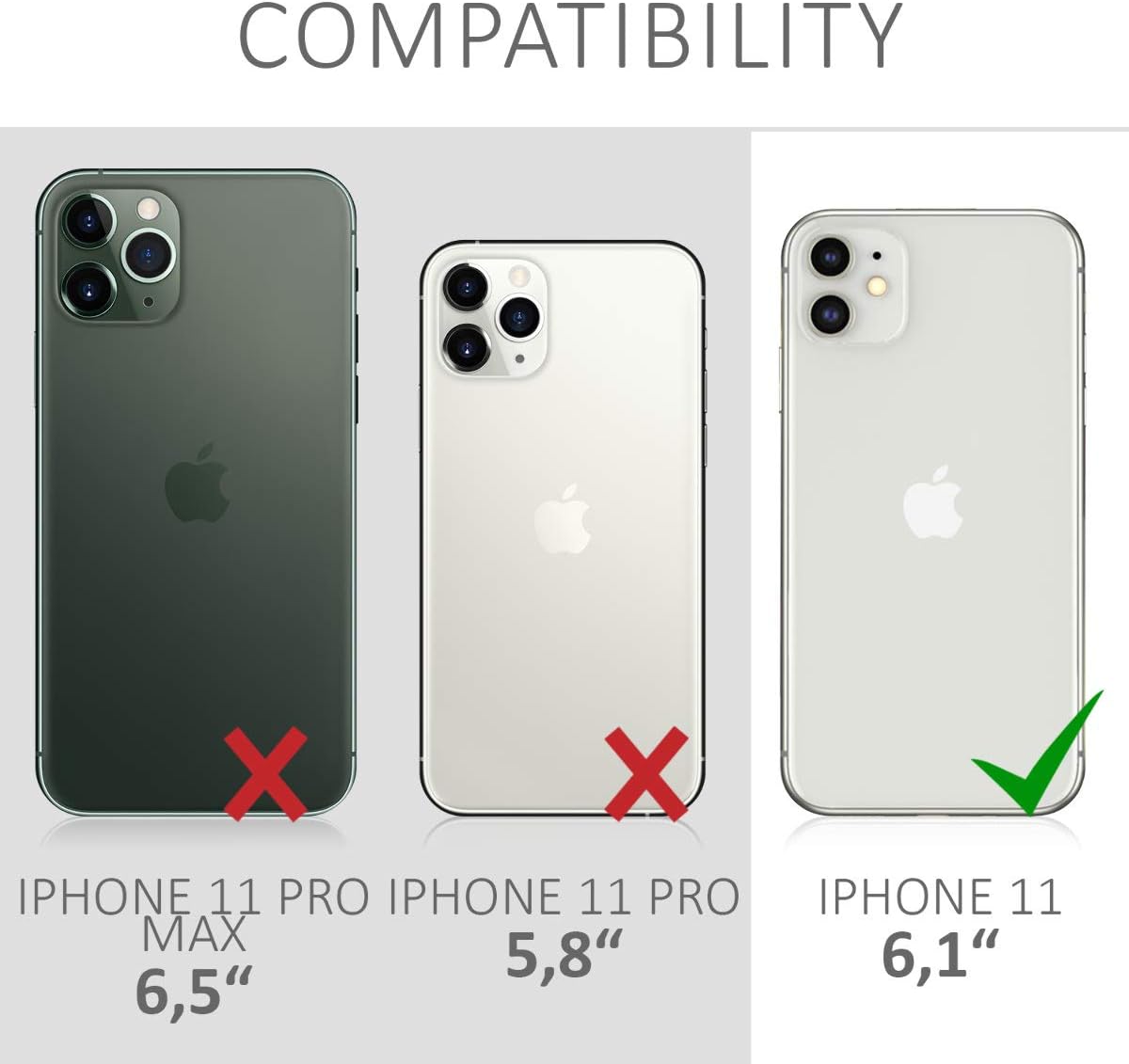 kwmobile Set of 3X Back Covers Compatible with Apple iPhone 11 - Back Screen Protector Pack Transparent Protective Films