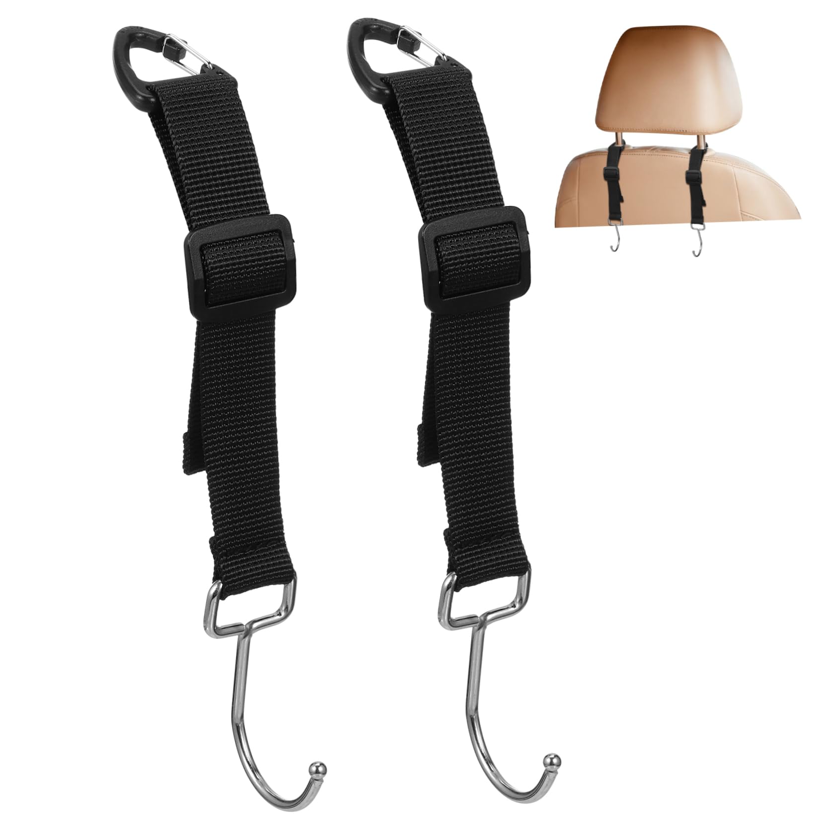 SOESFOUFU Car Bag Hooks 2 Pcs Headrest Hooks Nylon Easy Installation Versatile for Car Accessories