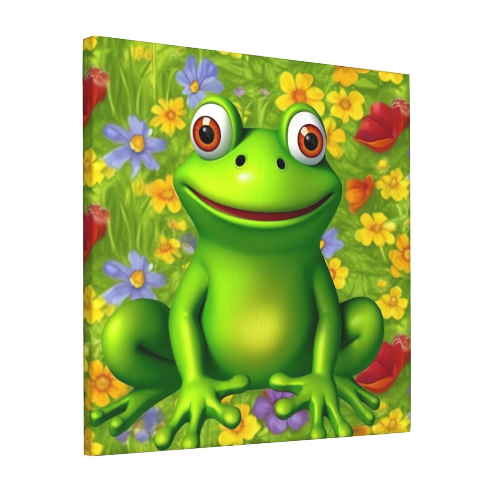 KLOPH frog Canvas Wall Art for Living Room 12"x12" Modern Artwork Painting for Bathroom Hanging Canvas Prints Aesthetic Wallart for Bedroom Kitchen Office Wall Decor