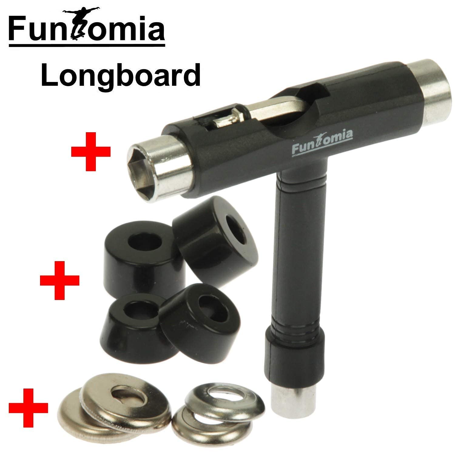 FunTomia® Freerider Longboard monopatín - 107cm x 26cm - rodamientos Mach1® - Hecho con 9 Capas de Madera de Arce
