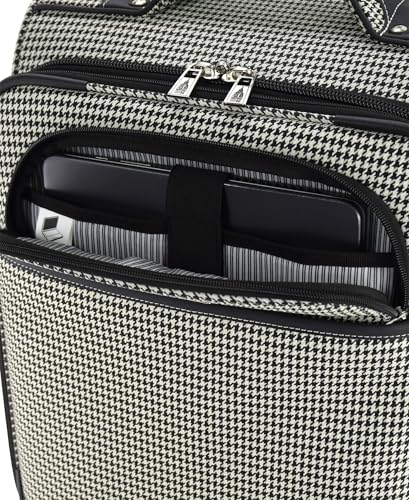 LONDON FOG Cambridge 20" Expandable Spinner Carry-on, Black White Houndstooth, 20 inch2
