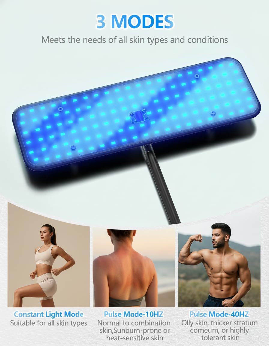 50W Solarium Für Zuhause mit 225 Lichttherapie-Perlen (460nm & 490nm), verstellbarem Metallständer & Timer für professionelle Bräunung zu Hause,Kostenloses Bräunungsserum 30ml*2