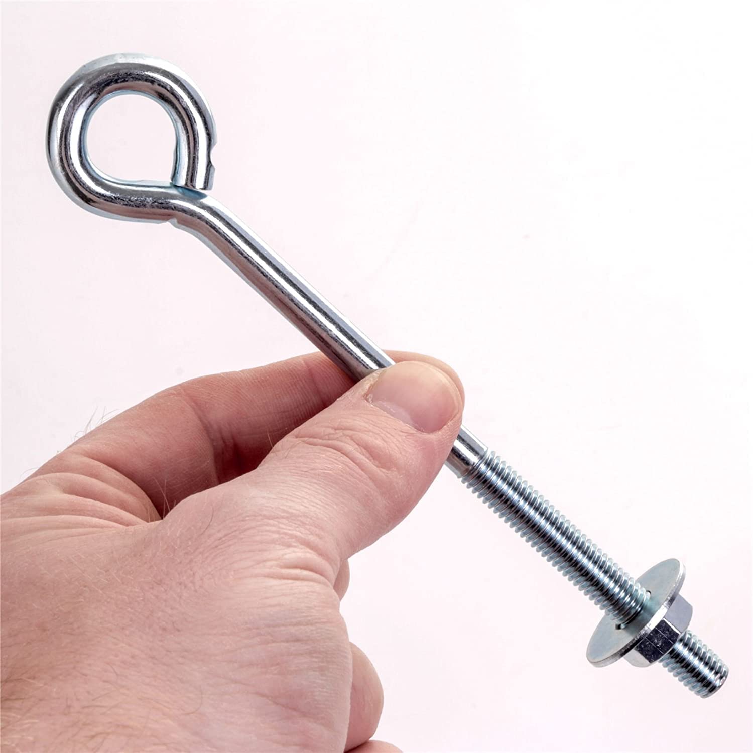 Zinc Plated Eye Bolts with Nuts and Washers M8/ 150MM Strong Wire/Chain Link Fence Support Stainless Steel Lifting Eye Bolts with Nut Washer Ring Bolts with Metric Thread Pack of 5 - Image 2