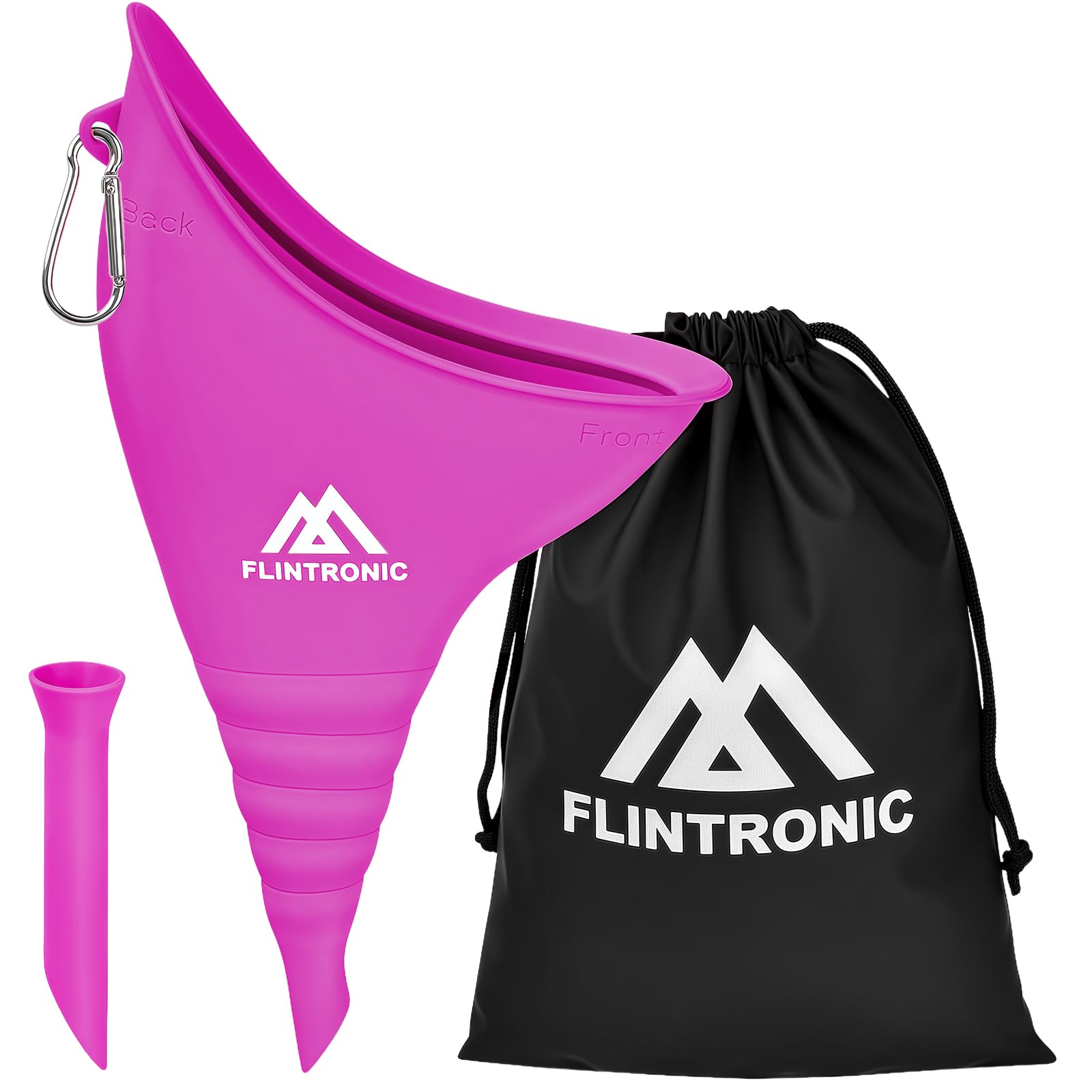 flintronic Urinella für Frauen, Wiederverwendbarer Pinkelhilfe für Frauen mit Verlängerungsrohr, Tragbares Frauenurinal, Urinella für Frauen Wandern Camping Zubehör für Unterwegs, Camping (Rosenrot)