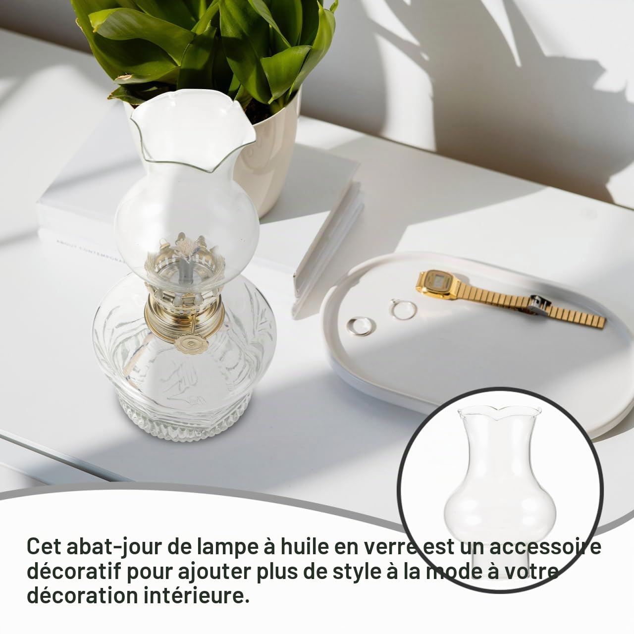 CHILDWEET Cheminée en Verre Transparente pour Lampe à Pétrole Abat-Jour Petit Diamètre 3 CM Accessoire pour Lampe à Kérosène Couvercle Résistant et Coupe-Vent Remplacement Ancien