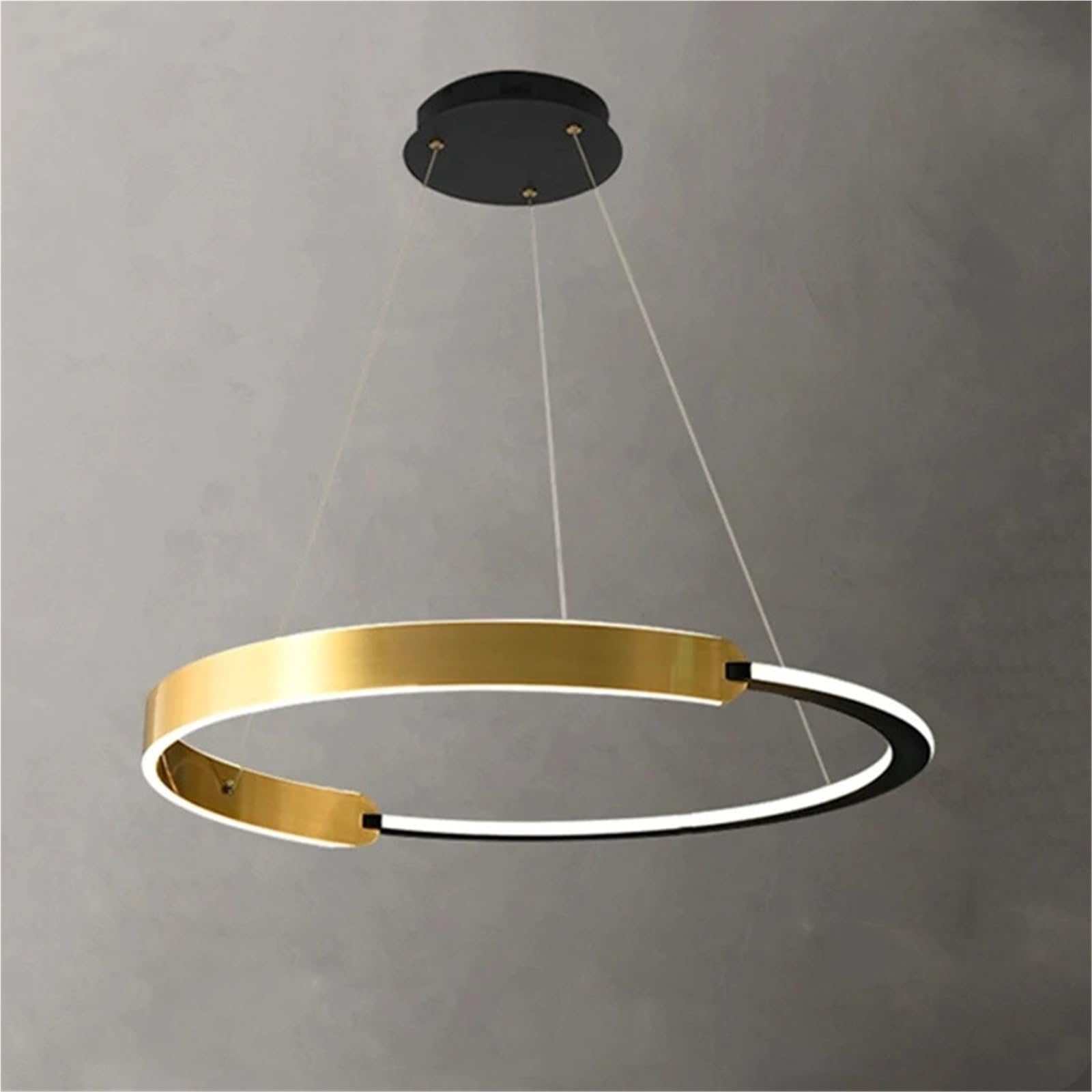 ASerZenith Modern Ring Long Led Chandelier Living Room Dining Room Indoor Decorative Lighting Fixtures,Cold White-1Rings 60Cm