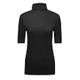 Women's Half Sleeve Turtleneck T-Shirt Basic Stretch Layer Comfy High Neck Top
