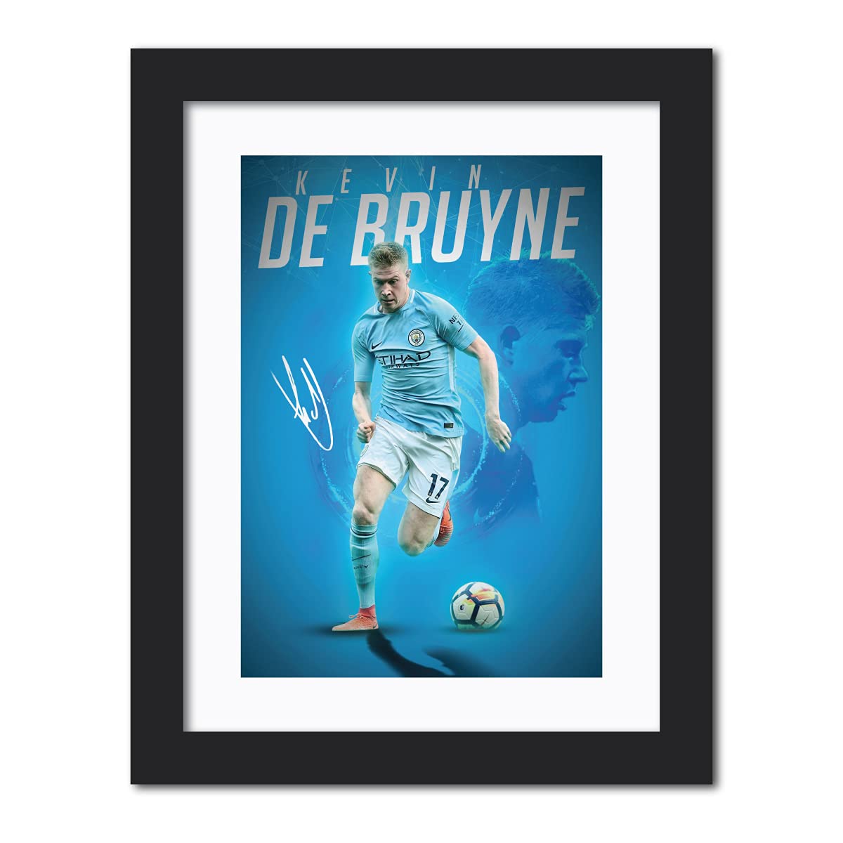 TenorArts Kevin De Bruyne City Wizard Laminated Poster Framed Painting with Matt Finish Black Frame (12 inches x 9inches) [Redesigned with Thick Textured Frames]