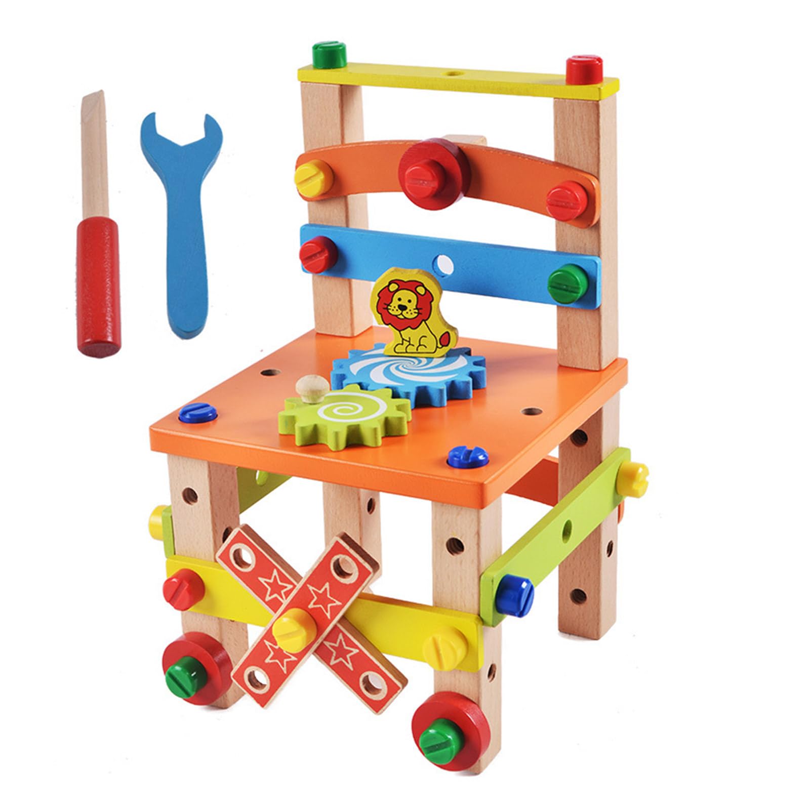 Puzzle 3D, sedia in legno, modellismo, sviluppo delle abilità motorie fini, giocattolo educativo per bambini piccoli, gambo con trapano