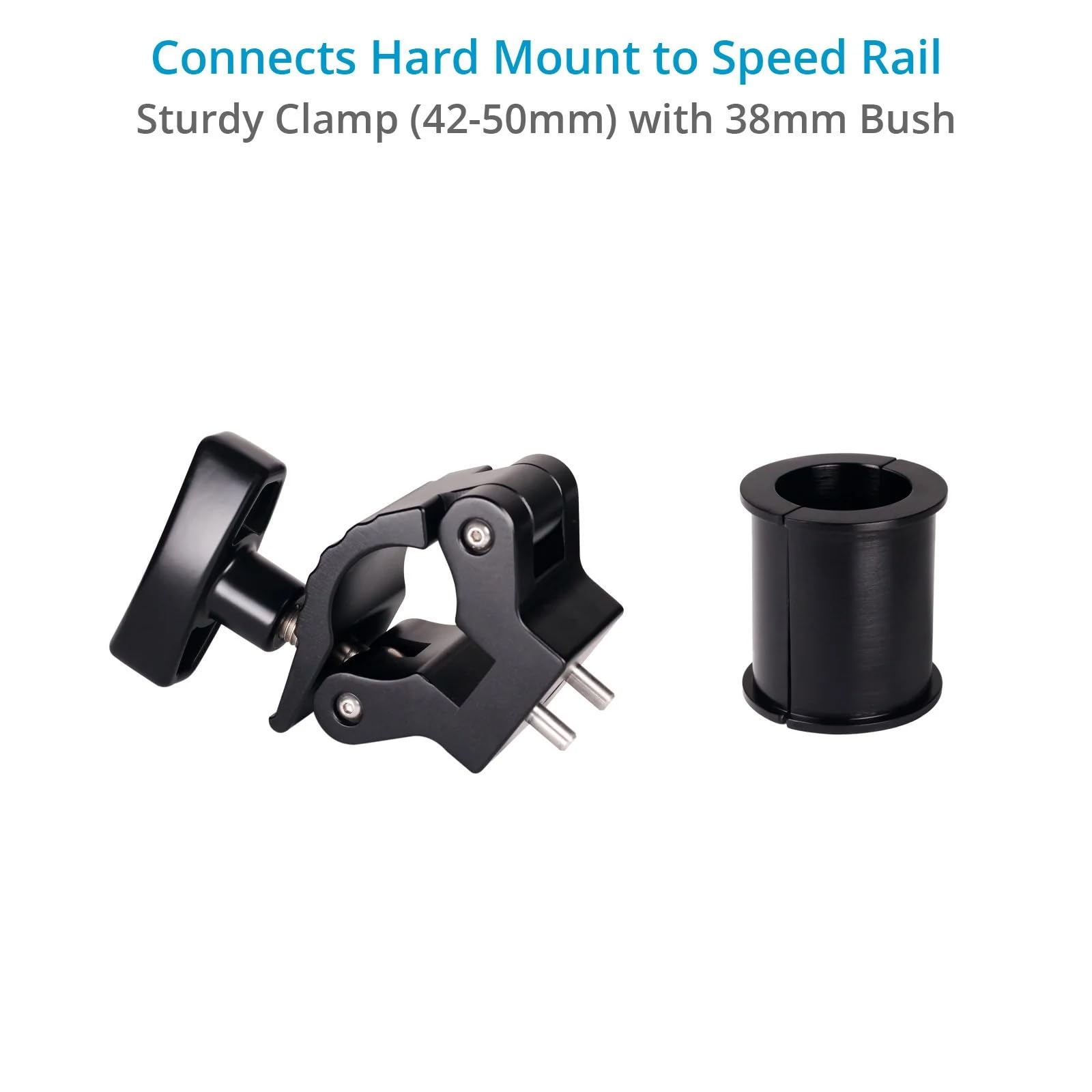 Zestaw PROAIM Hard Mount do ramienia stabilizatora na Speed Rail/Mitchell | Mocowanie ramienia stabilizatora do rur 38 mm i 42–50 mm z pokrętłem poziomującym, mocowaniem Mitchell i kluczem montażowym.