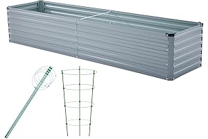Galvanized Raised Garden Bed for Vegetables, Flowers and Succulents
