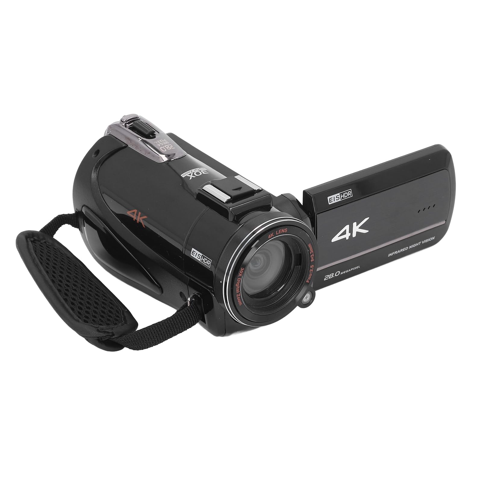 Videocamera 4K, Registratore per Fotocamera Digitale da 28 MP con Touch Screen da 3,0 Pollici, Rotazione di 270 Gradi, Zoom Intelligente 30X, Anti-vibrazioni, Doppi Microfoni,