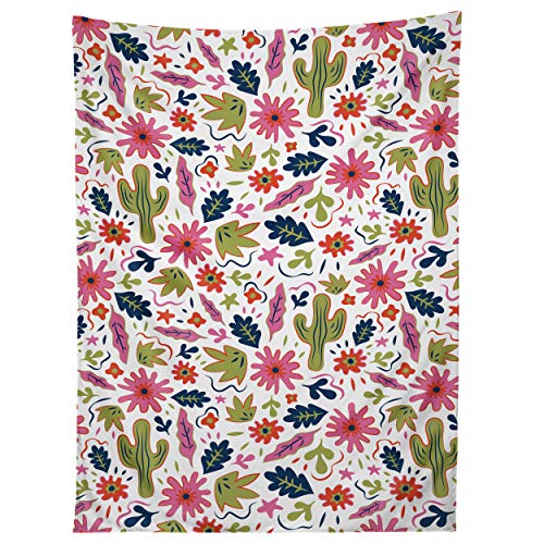 Image of Society6 Doodle by Meg Cactus Folk Print Tapestry, 50 in x 60 in, Multi