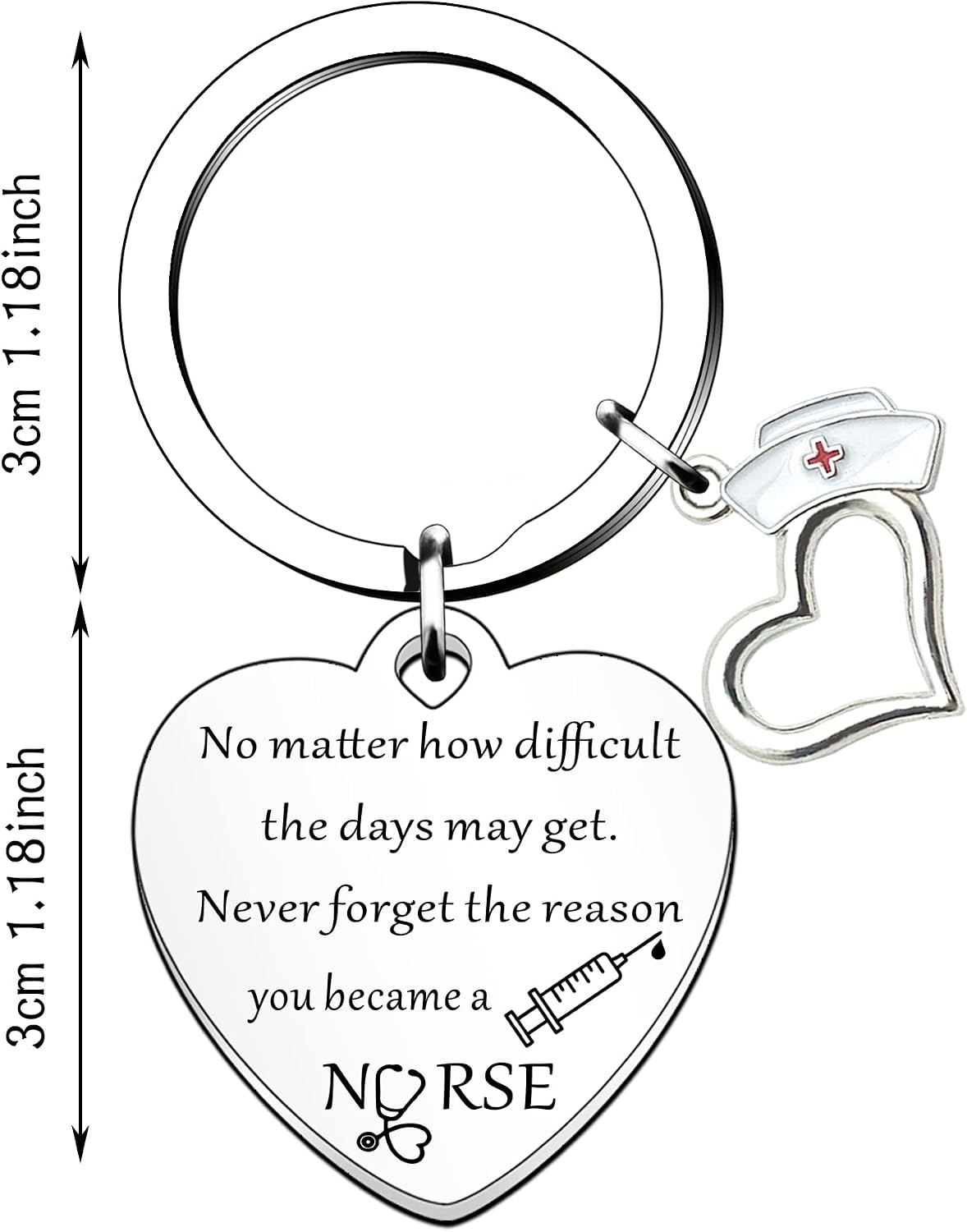 HULALA Inspirational Nurse Keyring Keychain Graduation Gifts for Women Girls School Nurse Nursing Student - Image 3