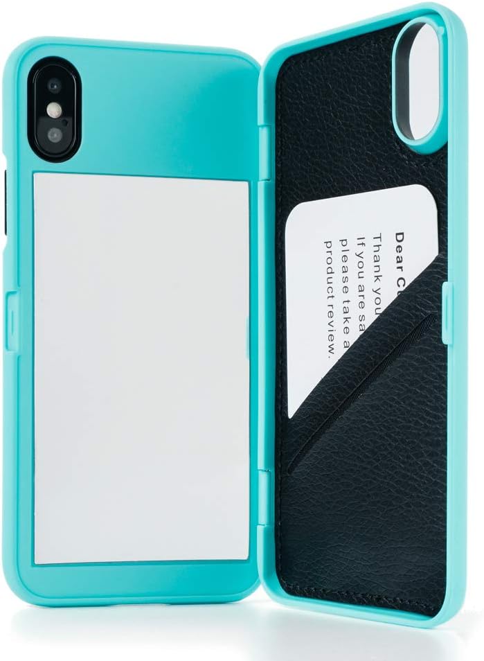 for iPhone Xs Case,Wallet Case with Credit Card Holder & Hidden Mirror Cover for iPhone X XS - Teal