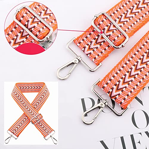 Kiwochy Taschengurt Schulterriemen Breiter Schultergurt Rot Orange Handtaschen Schulterriemen Canva Riemen Breite 2 Zoll längenverstellbarer 29,5-57 Zoll Karabiner in Silber für Taschen Handtaschen