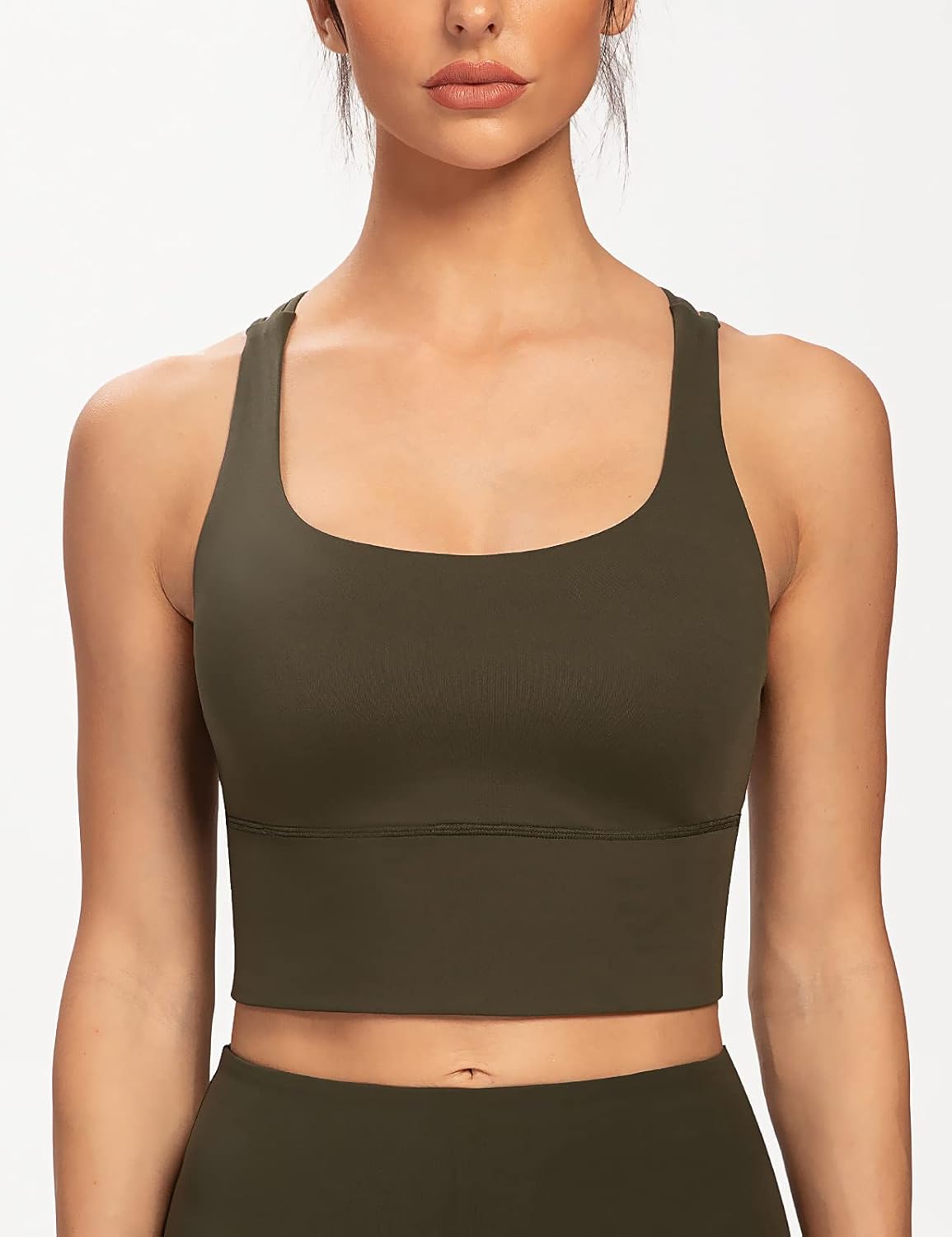 Women's Strappy Longline Yoga Sports Bra Padded Wireless Crop Top Cami Tank Top