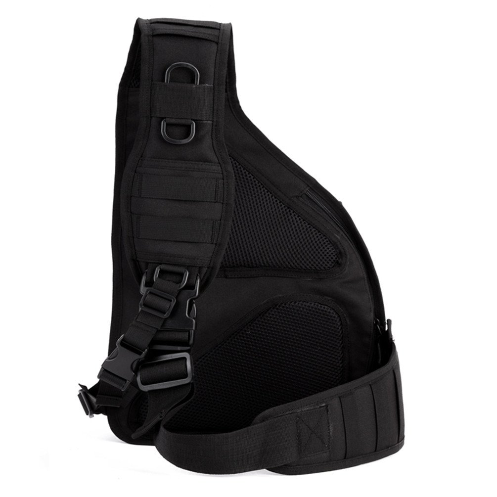 Protector Plus UNISTRENGH Tactical Military Daypack Sling Chest Pack Bag Molle Laptop Backpack Large Shoulder Bag Crossbody Duty Gear For Hunting Camping Trekking (Black)