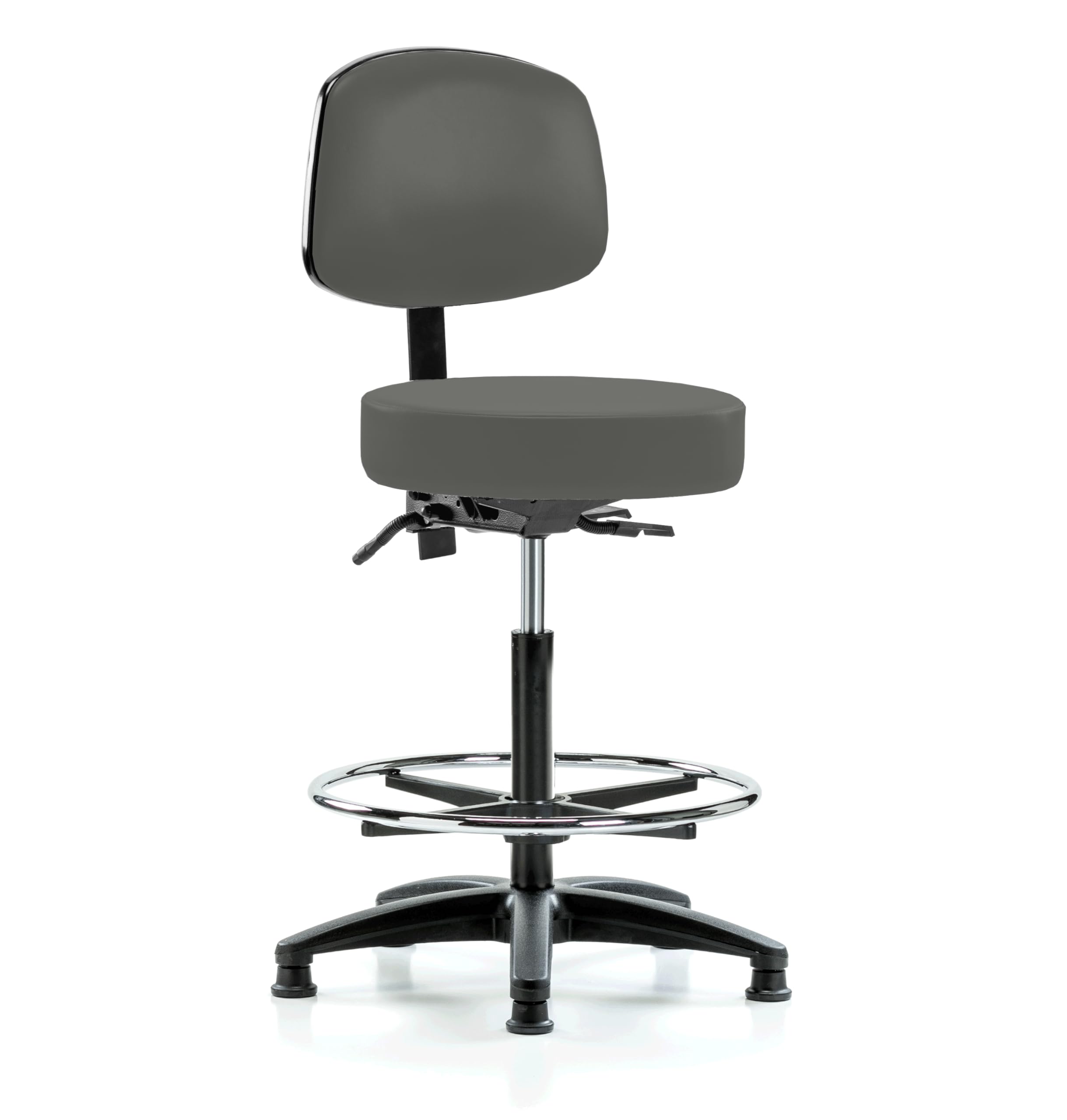 Perch Exam Stool with Foot Ring, Glides, 25-35", Charcoal