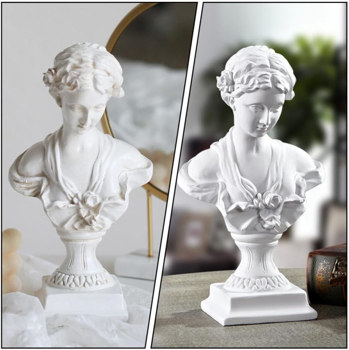 Mini White Resin Classical Goddess Bust Statue for Housewarming Home Decor