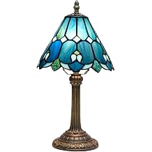 Tiffany Lamp Bedside Lamp Stained Glass Lamp for Bedroom Dorm Kitchen Aesthetic Cute Home Decor Gift Blue [Energy Class F]