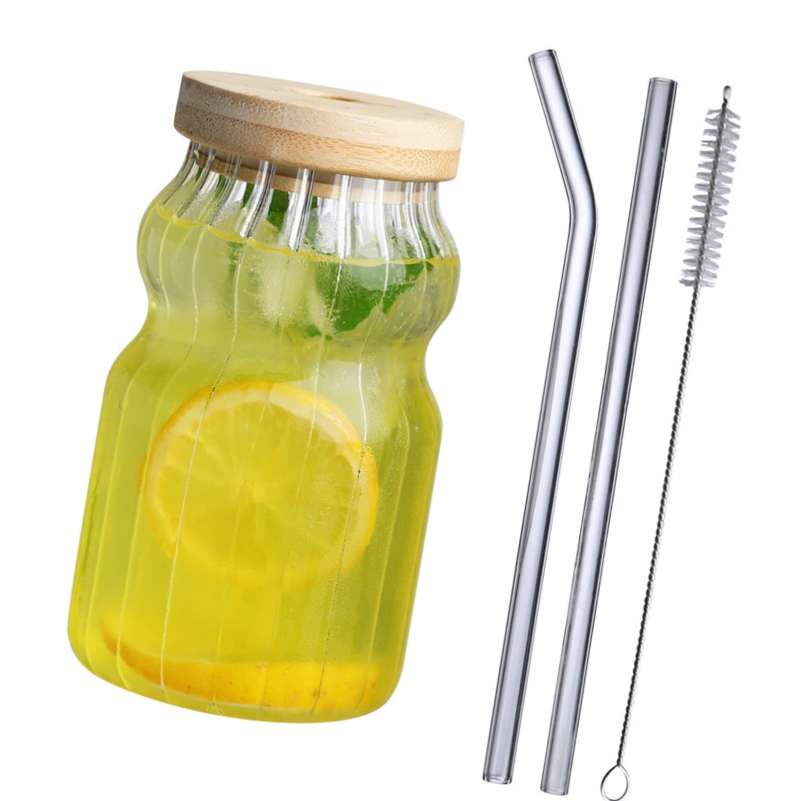 Tsophreniq 300ml Glass Mug Features Striped Pattern for Daily Beverages Permanent Drinking Cup