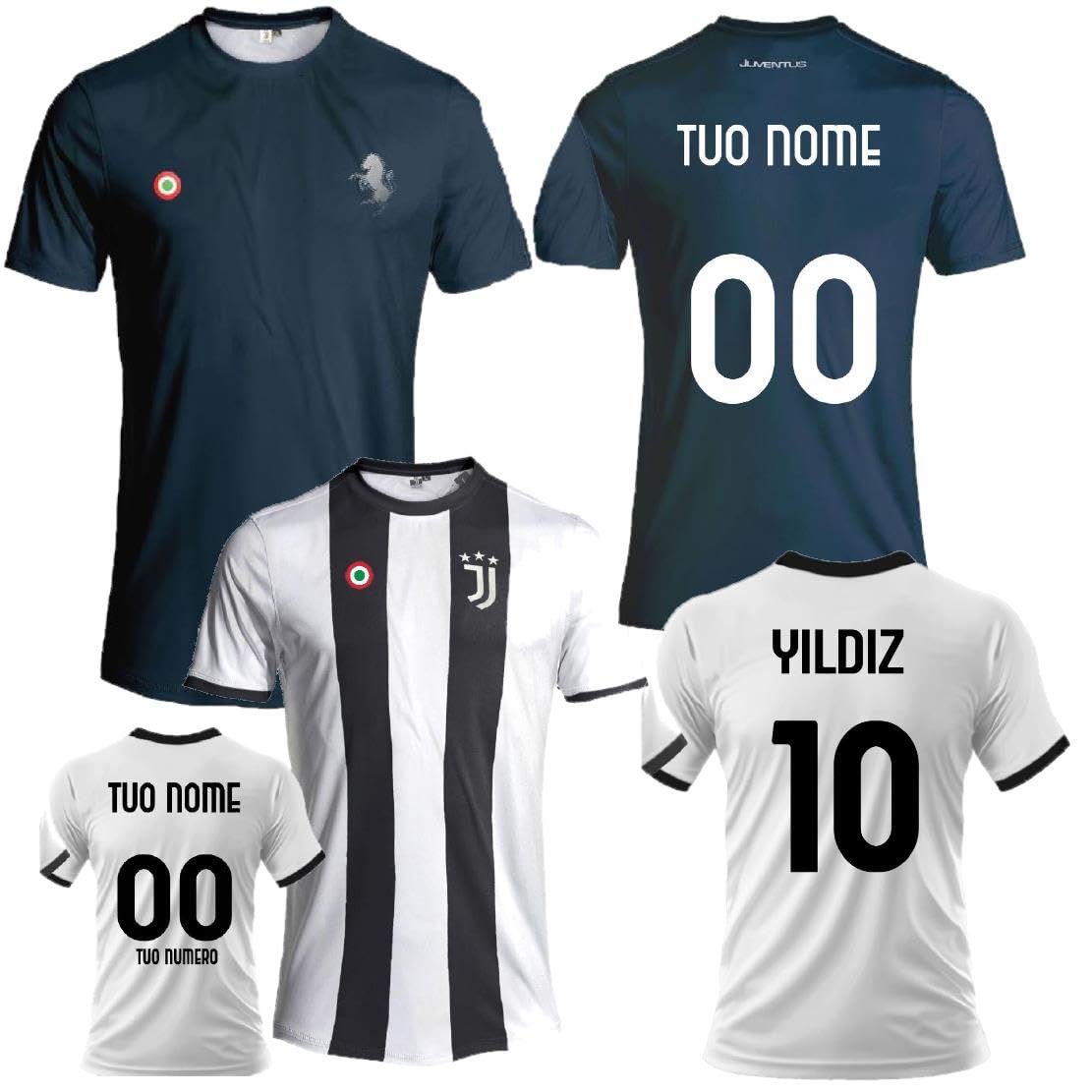 JUVENTUS Maglia Calcio Juve Bianco Nera | Campionato Serie A | Replica Ufficiale FC | Personalizzabile con Nome e Numero PS 41410-MIX-4
